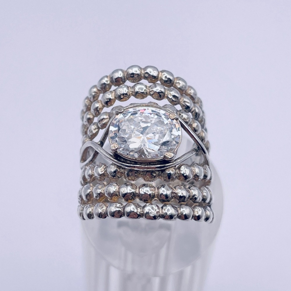 Shablool Israel Didae Sterling Silver Ring Cubic Zirconia Sparkling CZ Wide Ring - Picture 4 of 9